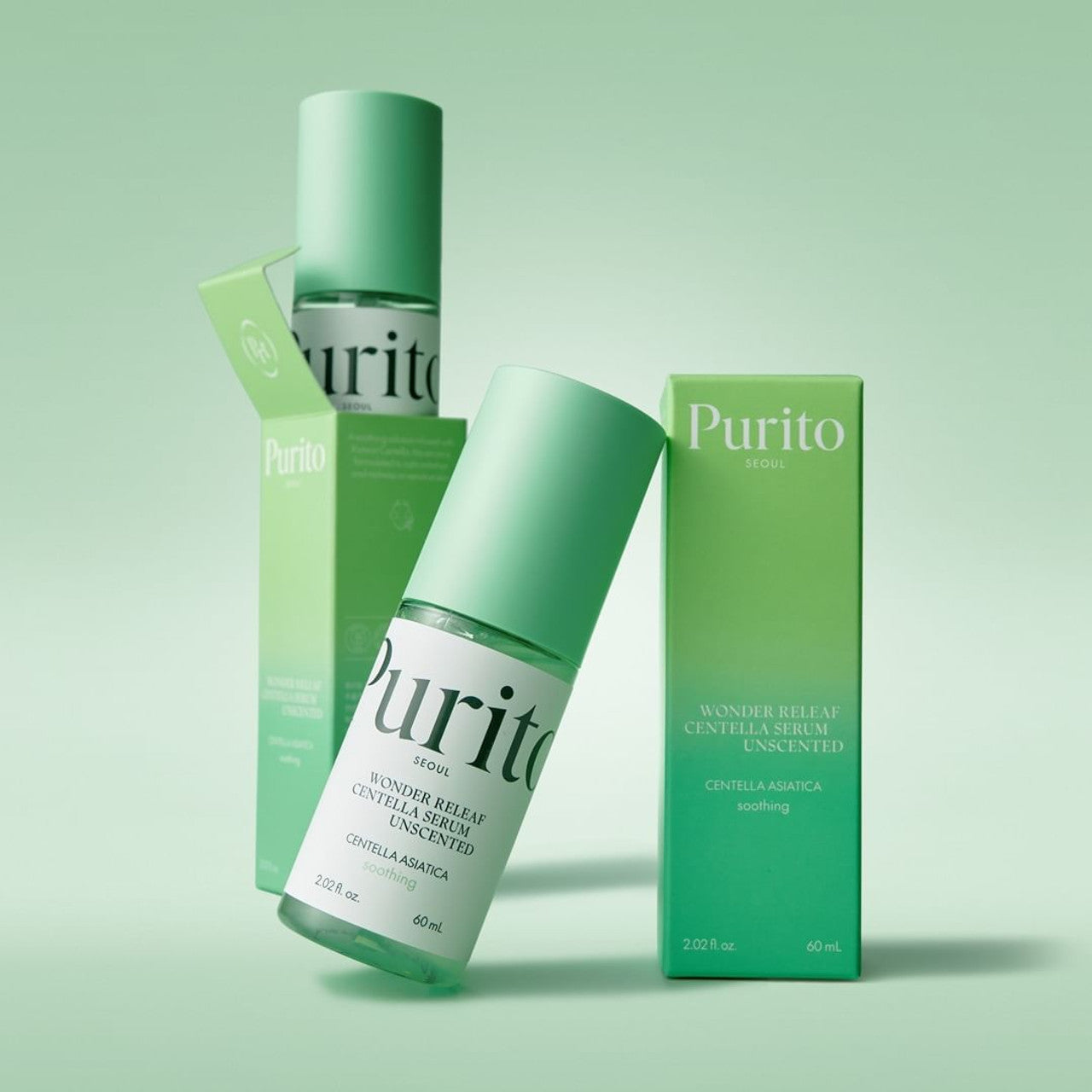 3 produits purito sur fond vert 